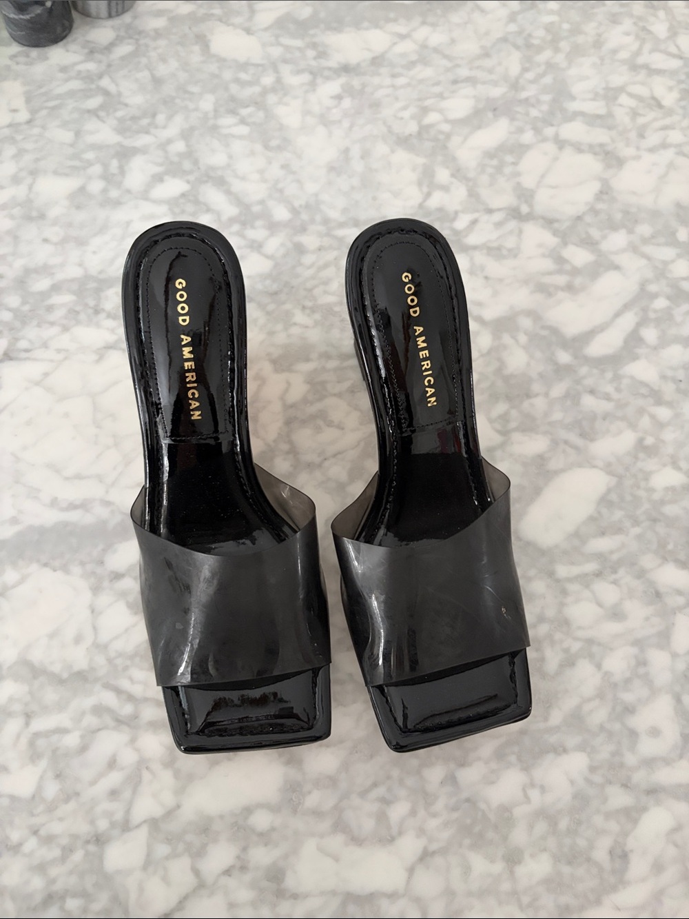 Good American Cinderella Square Toe Slide Mules sandals shoes - Picture 3 of 9